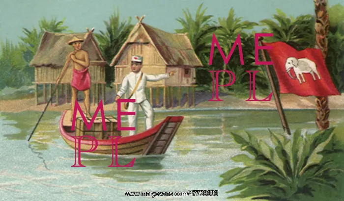  : Thai men on Boat in Siam