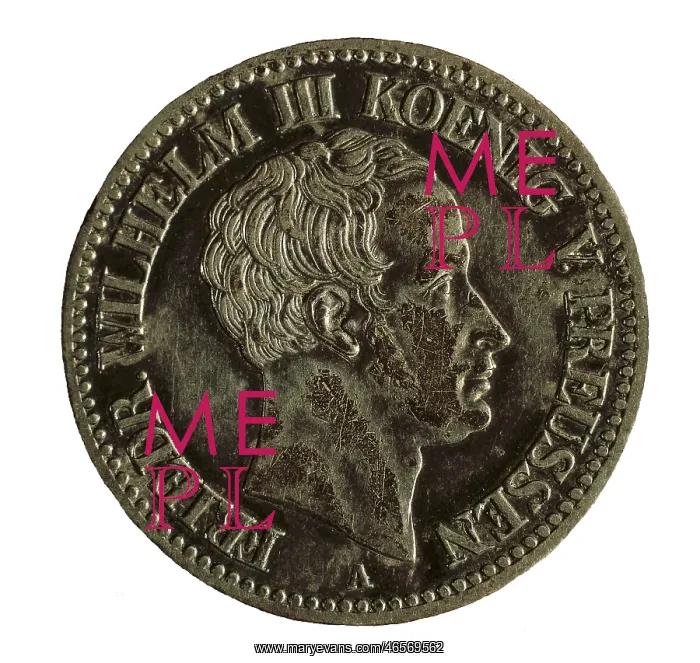 : Thaler, silver coin with portrait of Friedrich : Thaler, silver coin with portrait of Friedrich