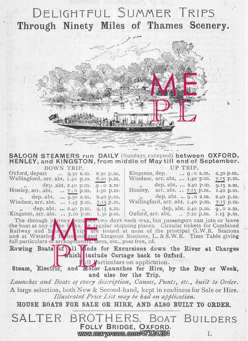 : Thames Steamer Timetable : Thames Steamer Timetable