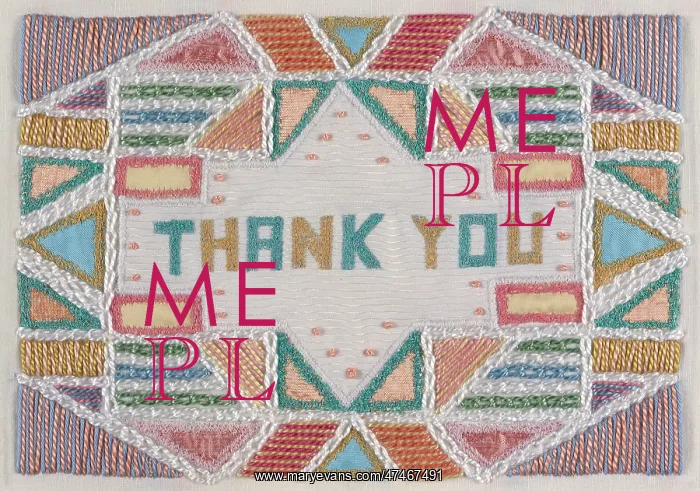 : Thank You embroidery with squares and triangles : Thank You embroidery with squares and triangles
