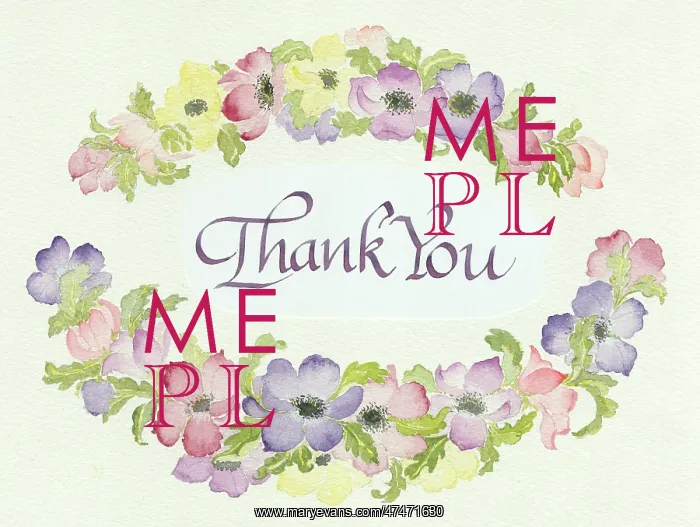  : Thank You - within an oval of anemones