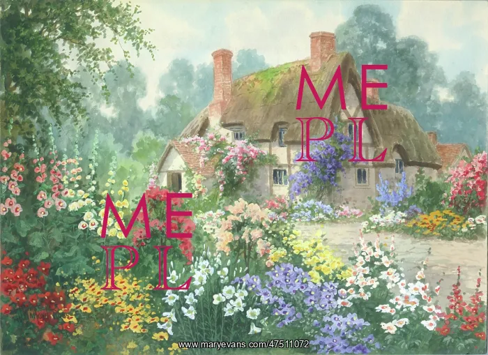 : Thatched cottages with cottage garden : Thatched cottages with cottage garden