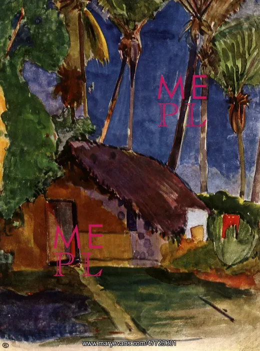  : Thatched Hut under Palm Trees, by Gauguin