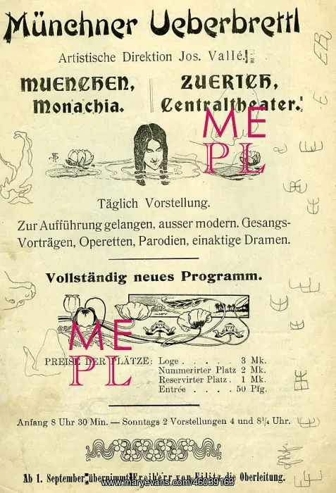 : theater, handbill, Munchner uberbrettl, circa : theater, handbill, Munchner uberbrettl, circa