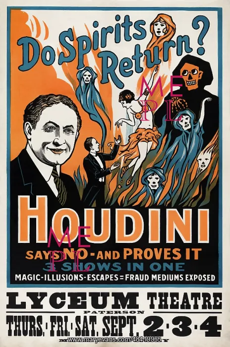 : A theatre poster for Harry Houdini's performance : A theatre poster for Harry Houdini's performance