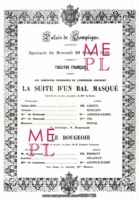 : Theatre programme, Compiegne Palace : Theatre programme, Compiegne Palace