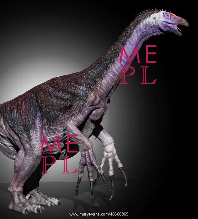 : Therizinosaurus dinosaur, side view : Therizinosaurus dinosaur, side view