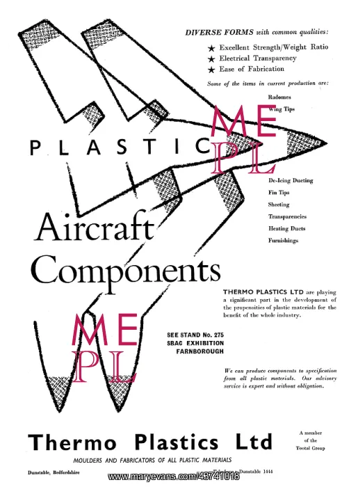 : Thermo-Plastics : Plastic Aircraft Components 1958 : Thermo-Plastics : Plastic Aircraft Components 1958