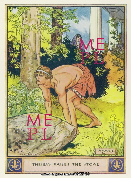 : THESEUS LIFTS THE STONE : THESEUS LIFTS THE STONE