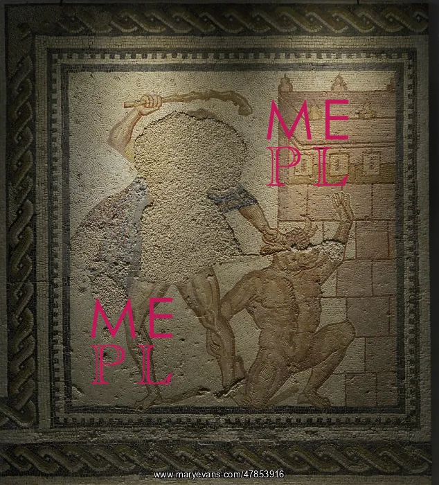 : Theseus and the Minotaur. Roman mosaic panel : Theseus and the Minotaur. Roman mosaic panel