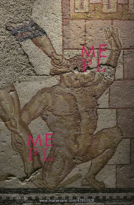 : Theseus and the Minotaur. Roman mosaic panel : Theseus and the Minotaur. Roman mosaic panel