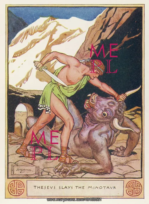 : THESEUS SLAYS MINOTAUR : THESEUS SLAYS MINOTAUR