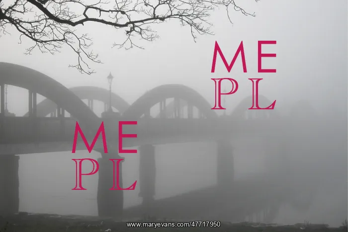 : Thick fog on the concrete bridge over the River Dee : Thick fog on the concrete bridge over the River Dee