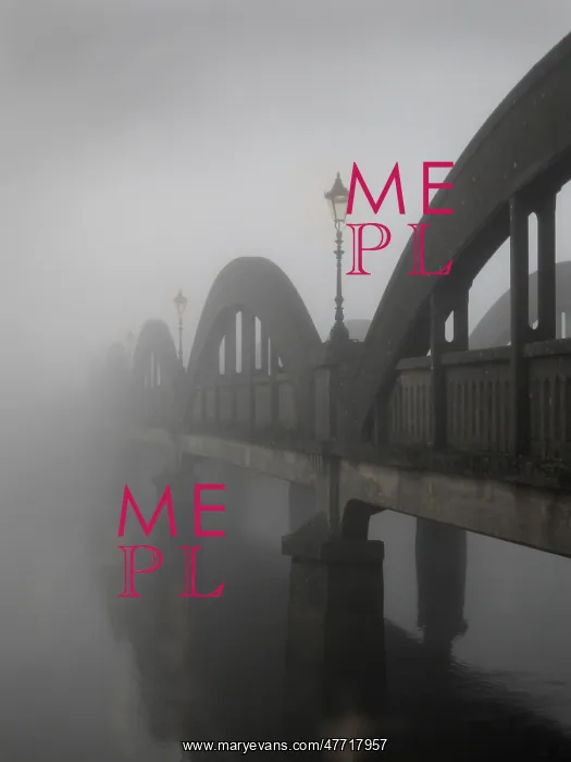 : Thick fog on the concrete bridge over the River Dee : Thick fog on the concrete bridge over the River Dee