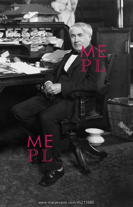: Thomas A. Edison (1847-1931) at his desk ? : Thomas A. Edison (1847-1931) at his desk ?