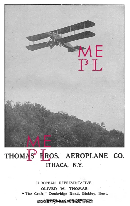 : Thomas Bros Aeroplane Co Ithaca N.Y : Thomas Bros Aeroplane Co Ithaca N.Y