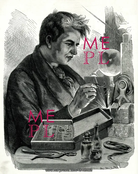  : Thomas Edison, American inventor, at work