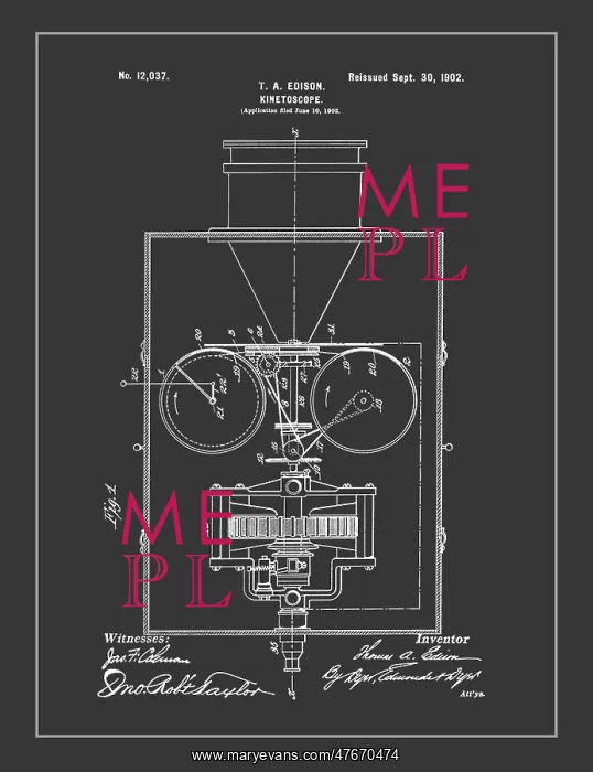 : Thomas Edison, Kinetoscope Patent, 1902 : Thomas Edison, Kinetoscope Patent, 1902