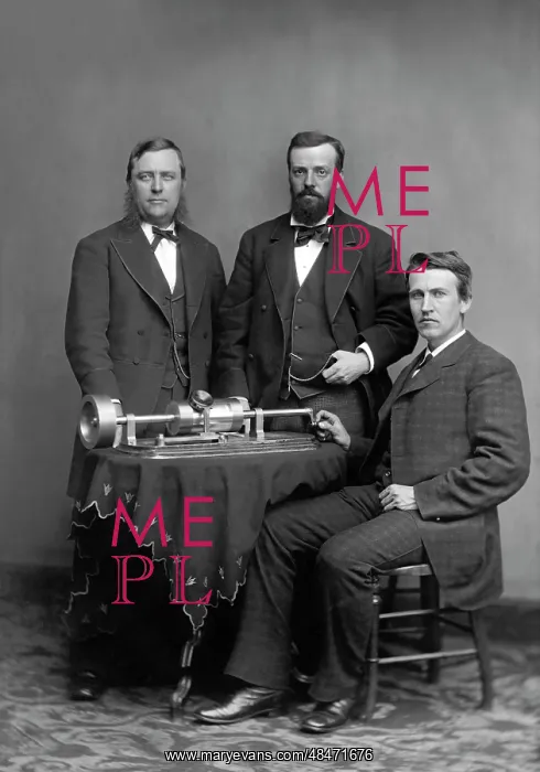 : Thomas Edison with his phonograph, 1878 : Thomas Edison with his phonograph, 1878