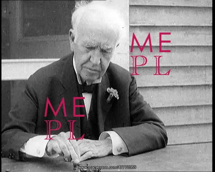 : Thomas Edison Sitting At An Outside Desk and : Thomas Edison Sitting At An Outside Desk and