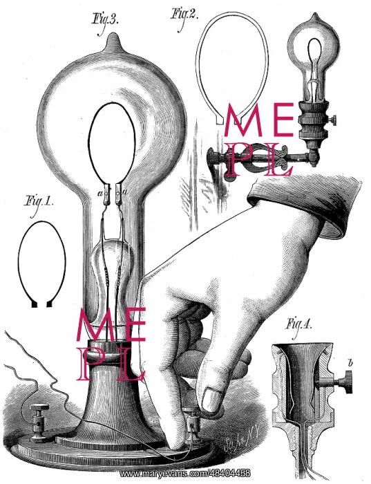 : Thomas Edison's carbon filament lamp. From The : Thomas Edison's carbon filament lamp. From The