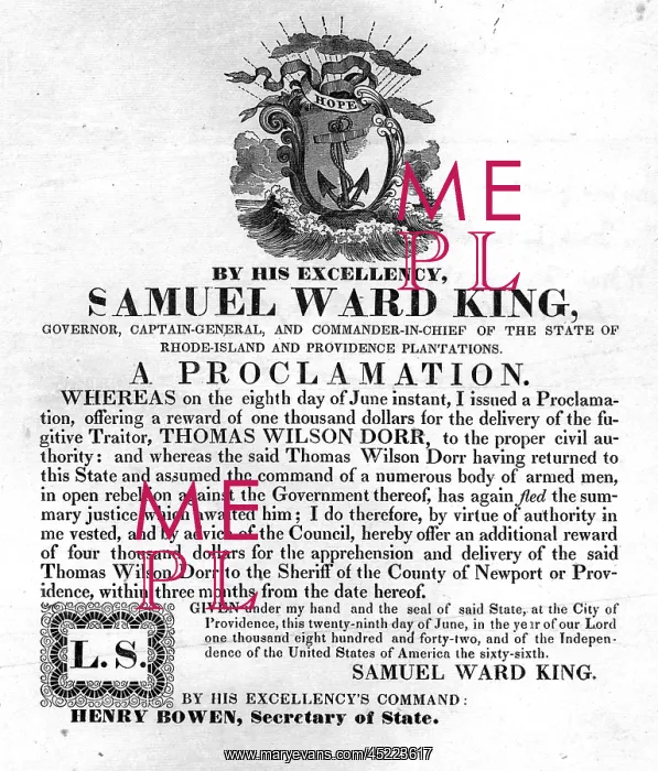 : Thomas Wilson Dorr. A warrant for the arrest ? : Thomas Wilson Dorr. A warrant for the arrest ?