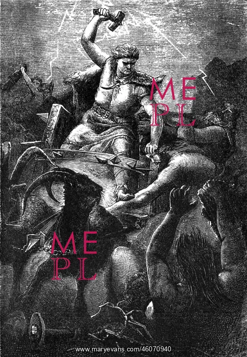  : Thor, Germanic god of thunder, szene, beating