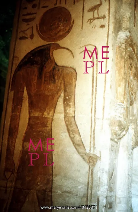 : Thoth, Ibis-headed god of the Moon holding wand : Thoth, Ibis-headed god of the Moon holding wand