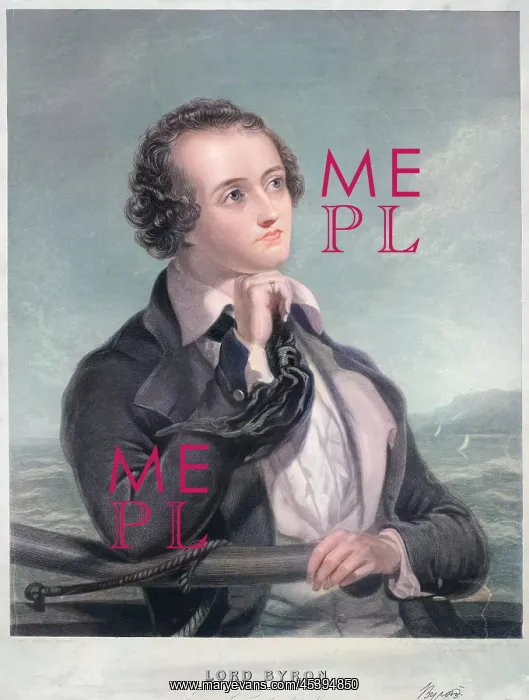 : BYRON. In a thoughtful pose with the sea in the background : BYRON. In a thoughtful pose with the sea in the background