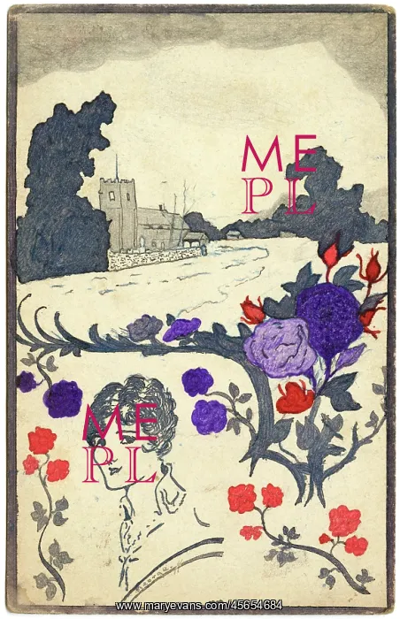 : Thoughts of home, WWI postcard drawn by George Ranstead : Thoughts of home, WWI postcard drawn by George Ranstead