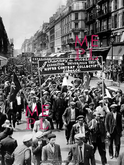 : Thousands of workmen of Paris parade with ? : Thousands of workmen of Paris parade with ?