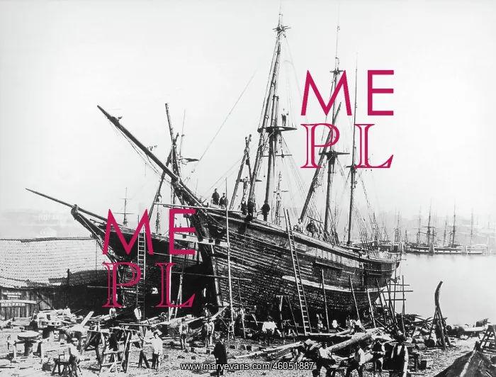  : Threemasted vessel in a dockyard