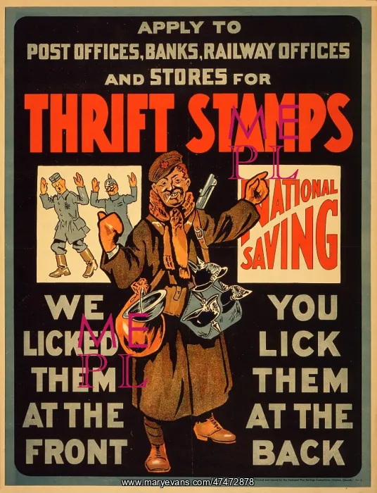 : Thrift stamps. We licked them at the front, you lick them at : Thrift stamps. We licked them at the front, you lick them at