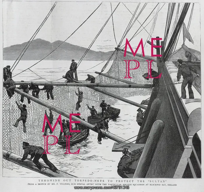 : Throwing out Torpedo Nets, Bantry Bay : Throwing out Torpedo Nets, Bantry Bay