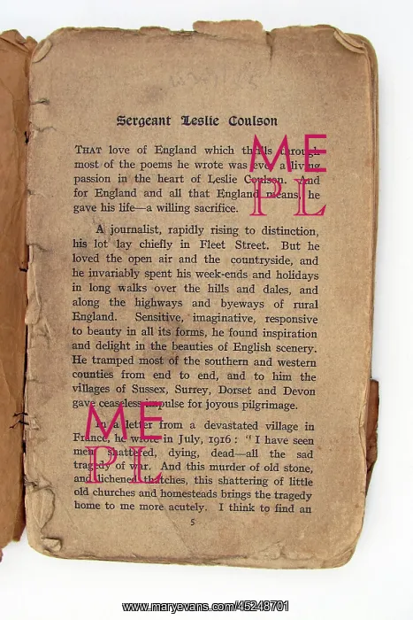  : A well thumbed book of poems by Sergeant Leslie Coulson