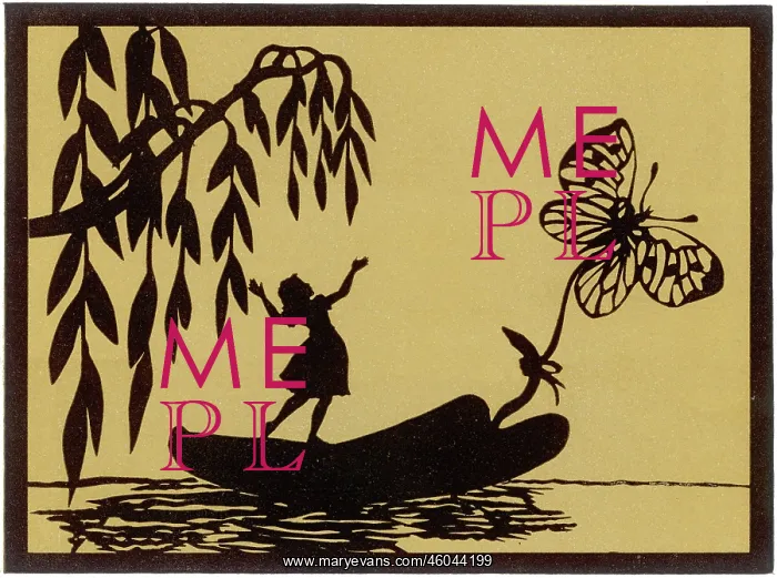  : Thumbelina drawn by a butterfly down a stream