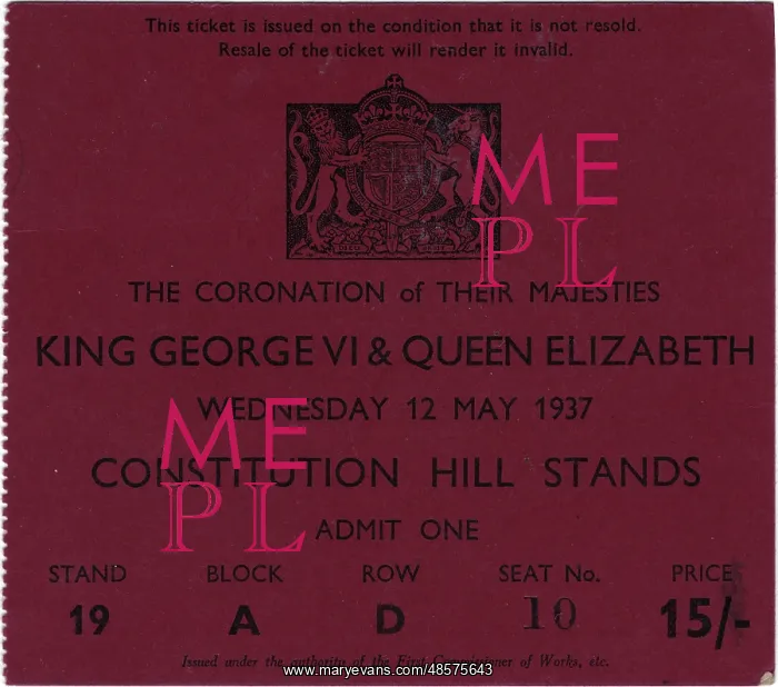 : Ticket to The Coronation of King George VI : Ticket to The Coronation of King George VI