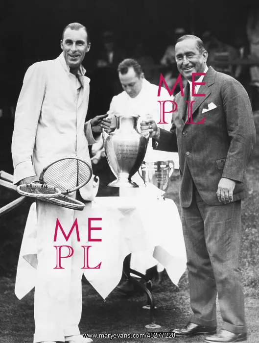 : Bill Tilden receives trophy from Samuel Collum : Bill Tilden receives trophy from Samuel Collum