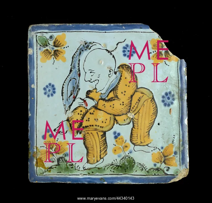  : Tile with a grotesque Chinaman