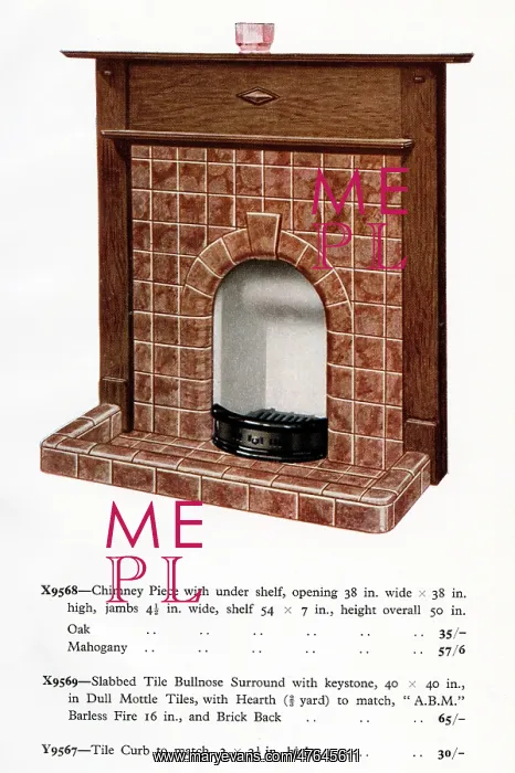 : Tiled fireplace with wooden surround 1936 : Tiled fireplace with wooden surround 1936