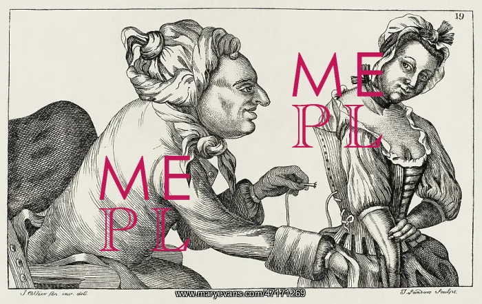 : Tim Bobbin helps a lady undo her corset : Tim Bobbin helps a lady undo her corset