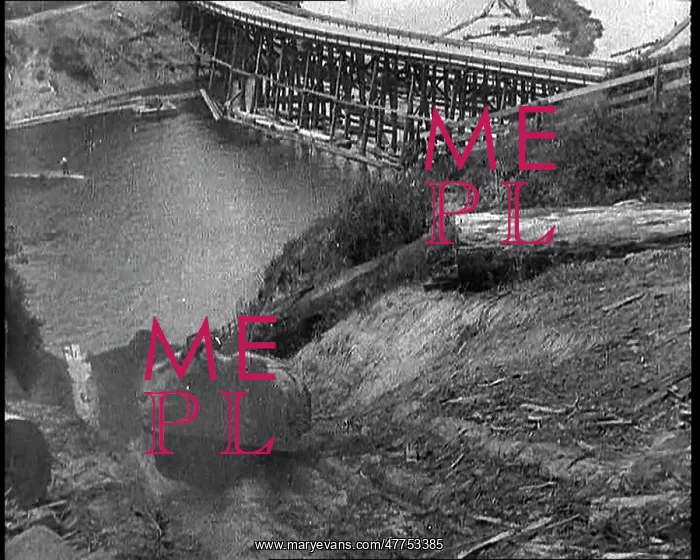 : Timber Going Down A Chute Into The River : Timber Going Down A Chute Into The River