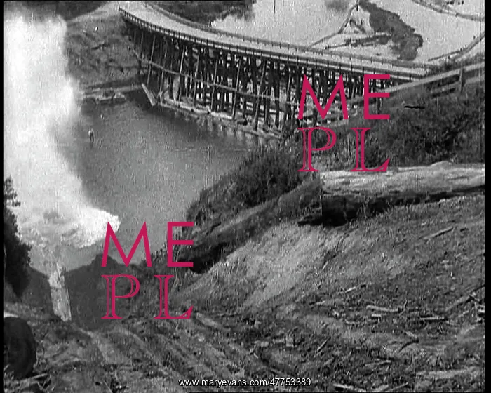 : Timber Going Down A Chute Into The River : Timber Going Down A Chute Into The River