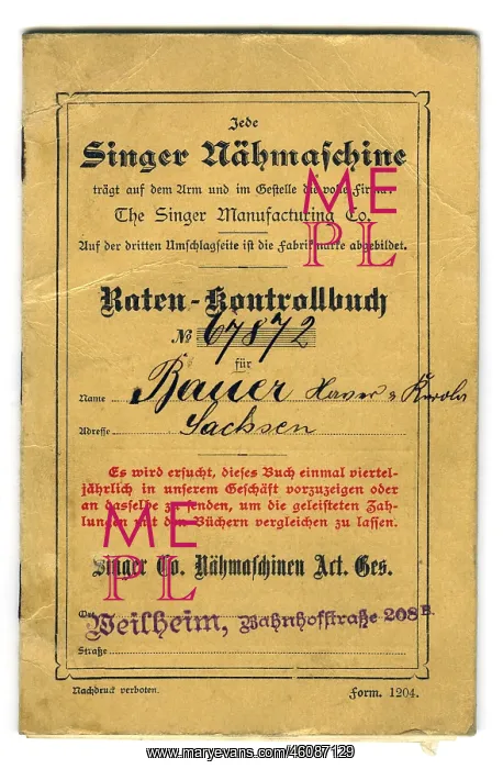 : Time-book of instalments of the Singer sewing machines compa : Time-book of instalments of the Singer sewing machines compa