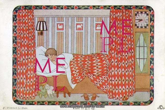 : Time to get up - a young child stays in bed : Time to get up - a young child stays in bed