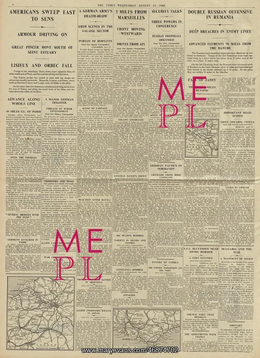 : The Times Allies advance on Paris : The Times Allies advance on Paris
