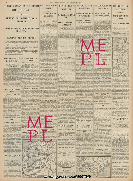 : The Times Allies advance on Paris : The Times Allies advance on Paris