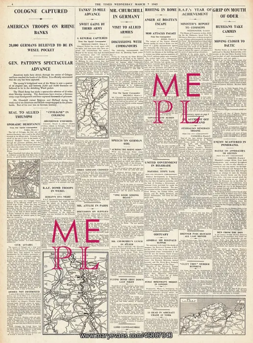 : The Times Allies capture Cologne : The Times Allies capture Cologne