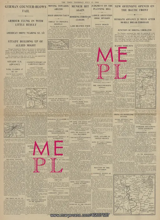 : The Times US Army advance on St Lo : The Times US Army advance on St Lo