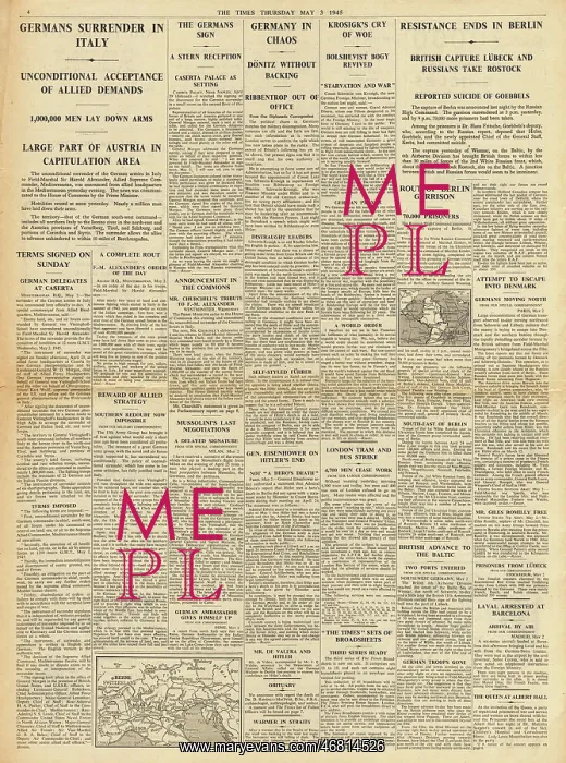 : The Times Germans surrender in Italy : The Times Germans surrender in Italy